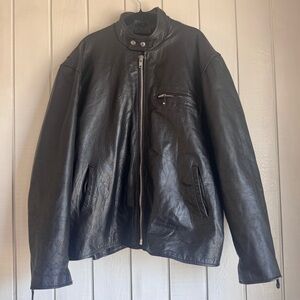 Vintage Unik Black Leather Biker Jacket
